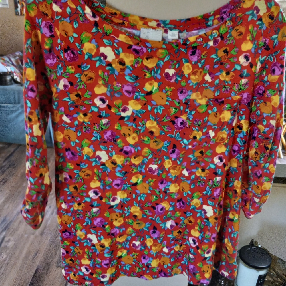 Anthropologie 3/4 length cotton top